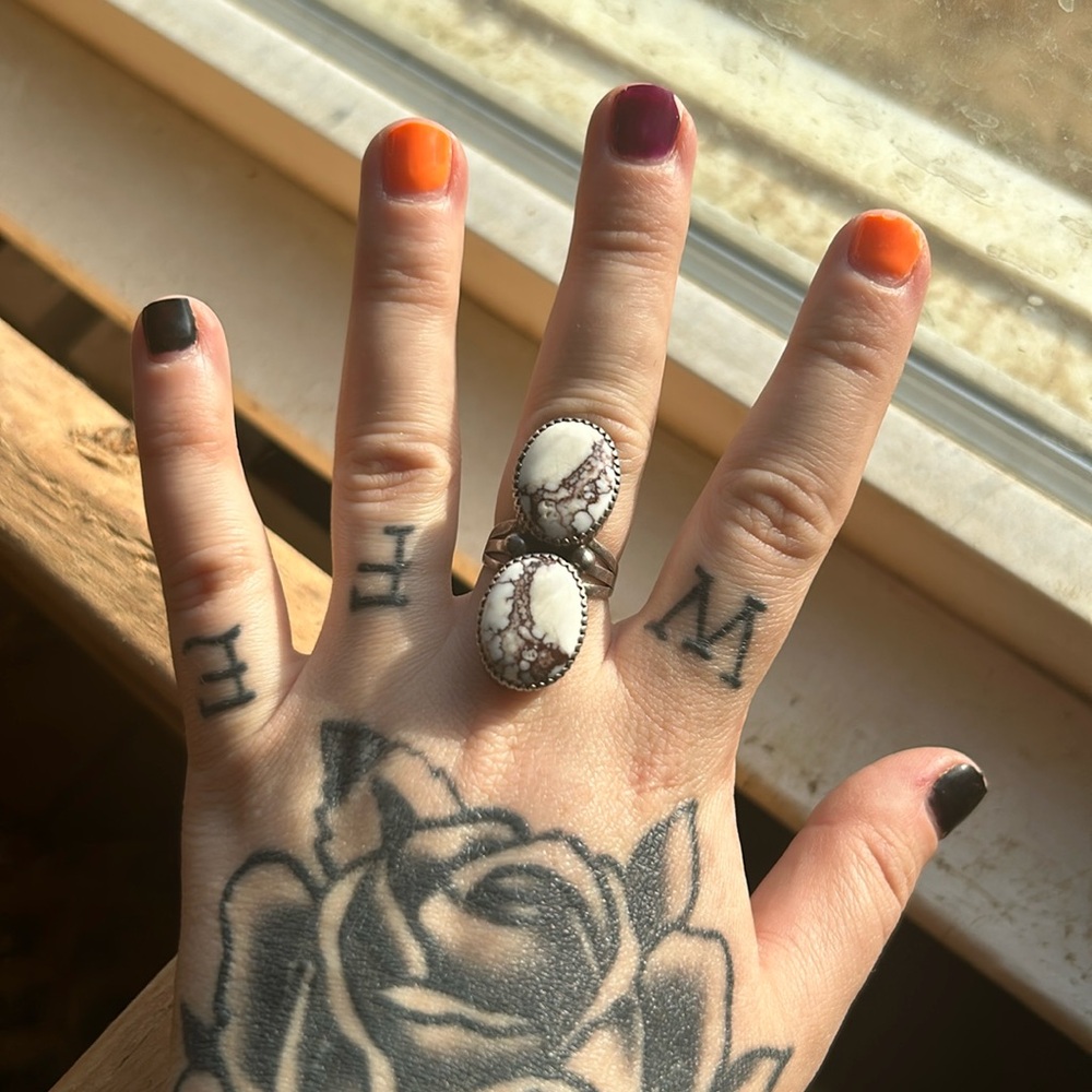 White Buffalo Turquoise Ring